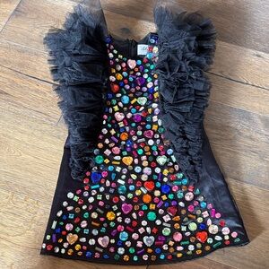 Lola + The Boys Black Dress with Colorful Gemstones